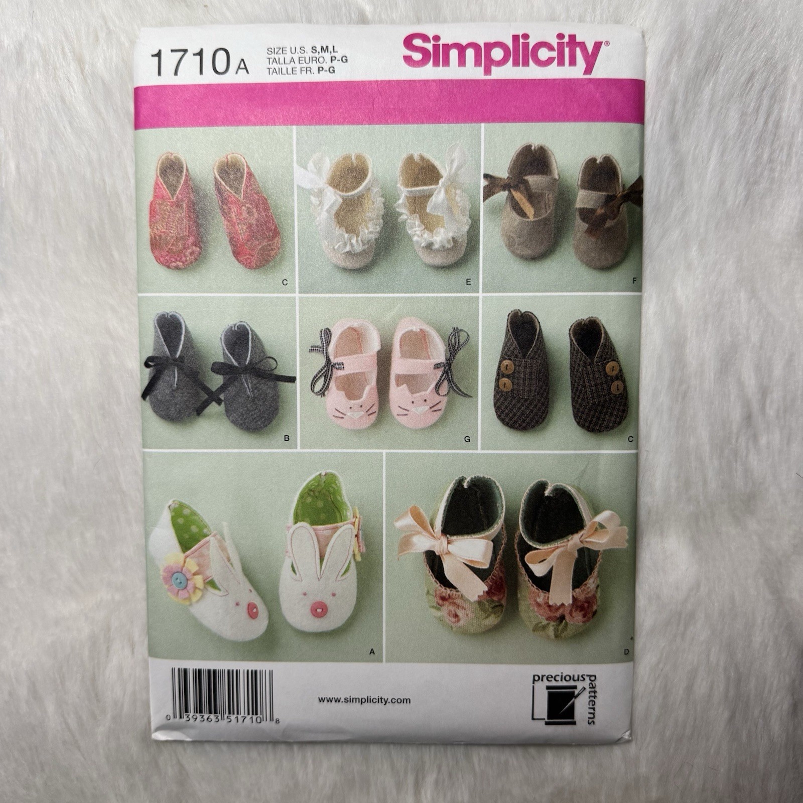 Simplicity 1710 Sew Pattern Infant Baby Shoe Slipper Easter Bunny Shower Gift