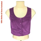 Gudrun Sjoden Womens Purple Corduroy Vest Waistcoat Boho Lagenlook Size M