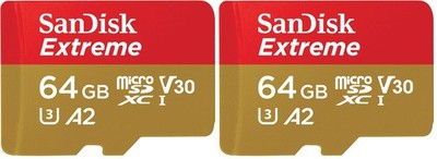 SanDisk Extreme microSDXC Karte plus SD Adapter 64GB (2er Pack), gelb 
