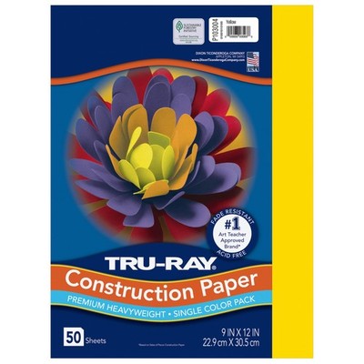 PACON Tru-Ray Construction Paper, 9-Inches by 50 Count (Pack of 1), Yellow
