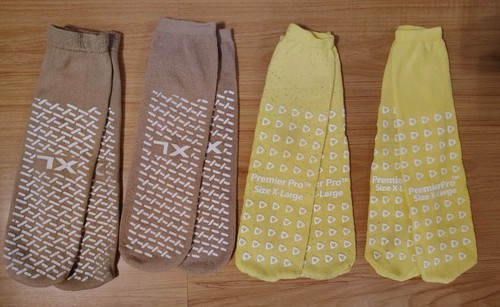 Lot 4 Pair XL Slipper Socks Medline Premier Pro Double Thread Single SEE DESCRIP