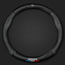 15"Steering Wheel Cover X1 PULeather+CarbonFibre For1982-2025 Nissan Leaf Navara