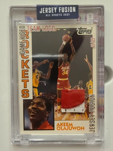 2021 JERSEY FUSION AKEEM OLAJUWON GAME USED NUMBER PATCH # 21/25