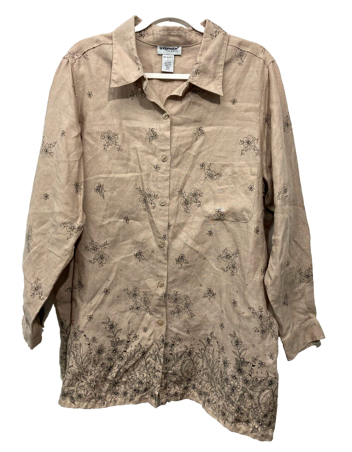 BRIDGEWATER Studio 100% Linen Button Down Tunic S… - image 1