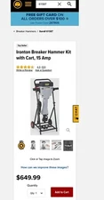 Ironton Breaker Hammer Kit with Cart, 15 Amp。Welcome all quotations, OBO.