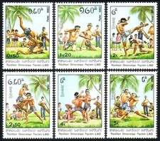 Laos N°382/387** Boxe Lao TB, Laos 1982 Laotian Wrestling 361-366 MNH