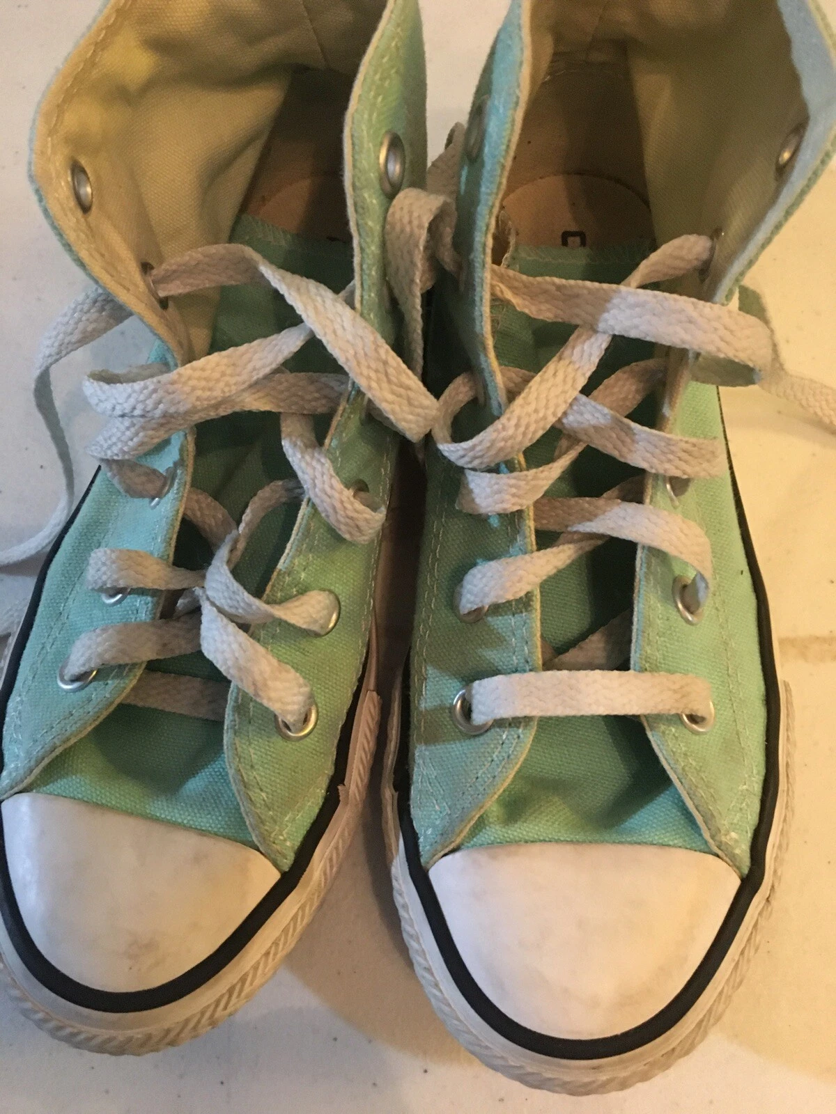 converse all star hi top aqua green kids size 13 some wear usable condition