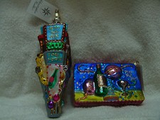 CHRISTOPHER RADKO 2 NEW YEAR MILLENNIUM 2000 POSTCARD CHAMPAGNE&TIMES SQUARE ORN