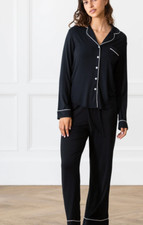 NEW 195 Cozy Earth Long Sleeve Knit Pajama Set Black XXL