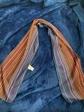 Vintage MIMOSA Fifth Ave Scarf 100% Polyester Dark Blue Red Multi Color 6x40