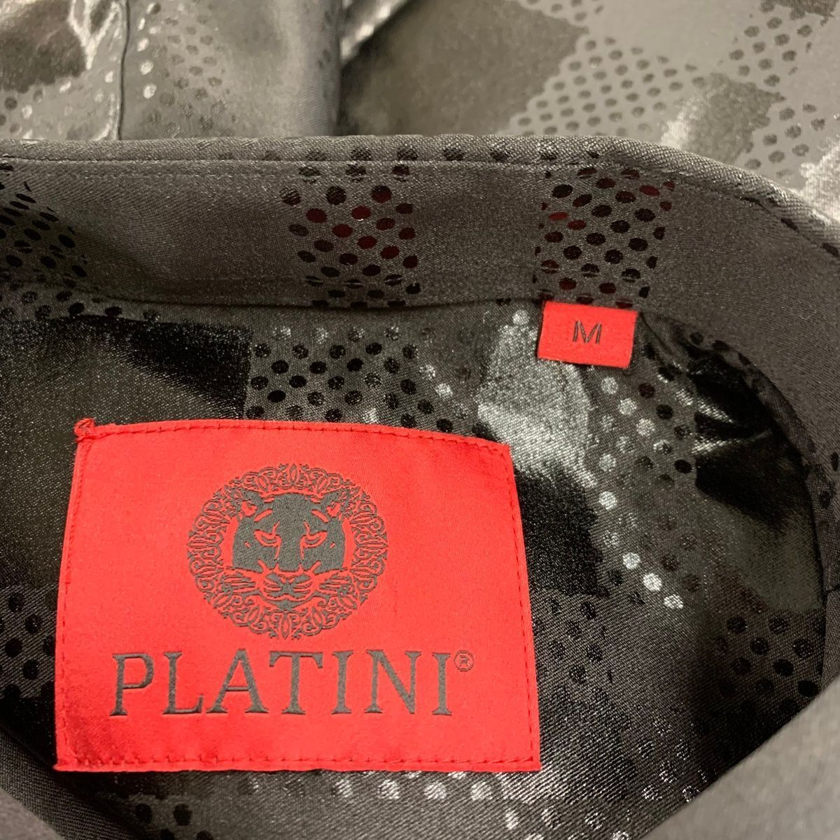 PLATINI Long Sleeve Modern Fit Foiled Shirt Men's Size M Black