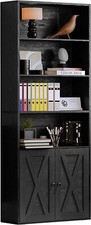 Industrial Bookshelves and Bookcases with Doors 6 Shelf Display Floor Standing