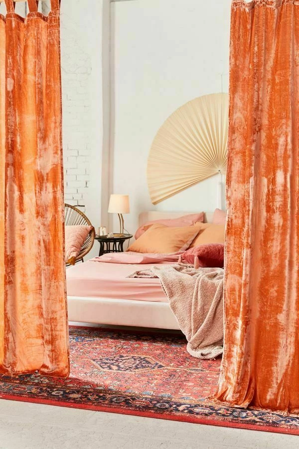Premium Soft 90% Blockout Fine Crushed Velvet Tab Top Curtain Terracotta Color - Image 3 of 3