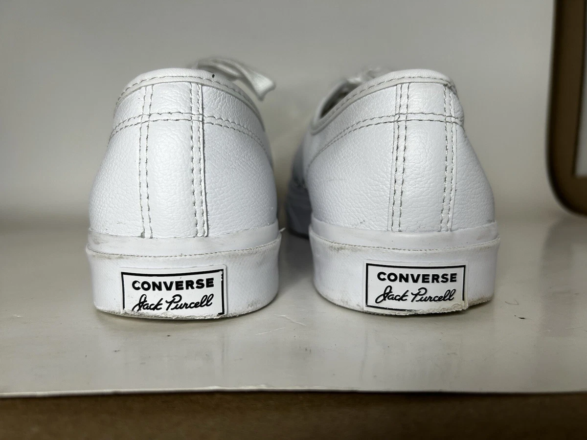 Converse Jack Purcell OX weiß Leder Low-Top Sneaker Schuh Herren 10,5 Damen 12