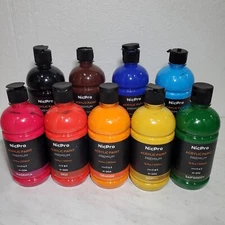 Nicpro 9 Colors Large Bulk Acrylic Paint Set 16.9 oz,500 ml Rich Art Painting &