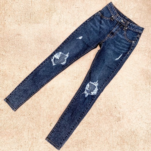 CARMAR High Rise Dark Denim Distressed 