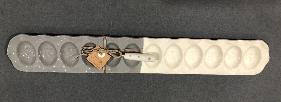 Mud Pie Easter "Happy Always" Skinny Egg Tray 2.75" x 22" Fork 6" 40700468 - Image 2 of 4