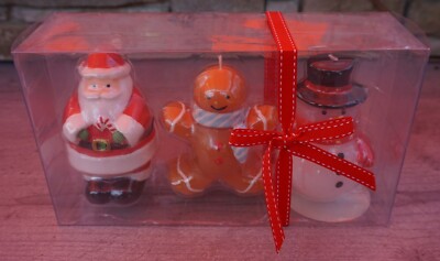 Weihnachtskerzen - Set - Santa, Ginger & Snowman 3 Stück