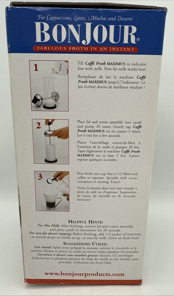 BonJour Caffe Froth Maximus Fabulous Froth In An Instant Model 7018 - Image 4 of 4