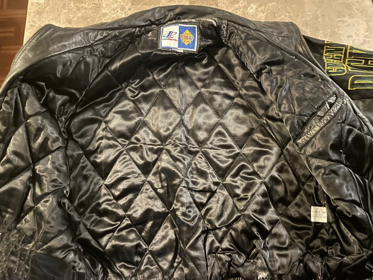 NFL PACKERS レザージャケット Officially Licensed NFL Sequin Logo Faux Leather Bomber