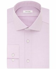  175 Calvin Klein Men Slim-Fit Pink Non-Iron Dress Shirt 16 32/33 L Damaged 