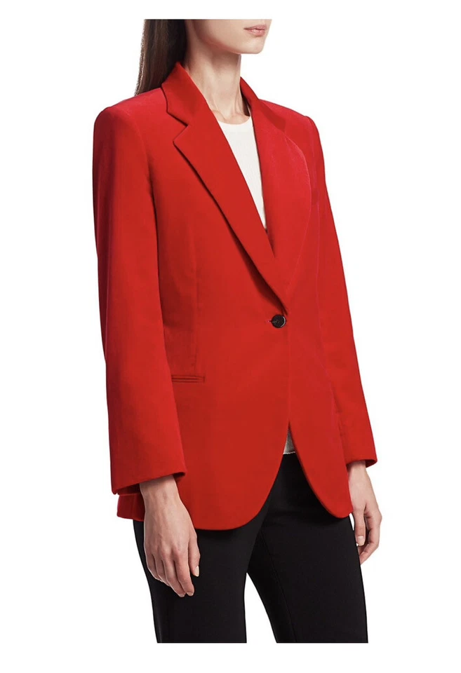 NWT $550 Theory Red Velvet Blazer 0 - Image 4 of 4