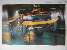 1972 Dodge Challenger Pro Stock wheels up poster 23 x 35 mancave wall garage