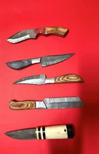 Custom Handmade Damascus Steel Knife Mixed knife Fixed blade Camping (Lot of 5)
