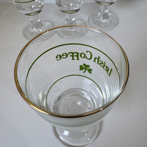 Irish Coffee Glasses Shamrock Gold Trim Hotel Quality Set of 4 Liqueur Bar Glass - Picture 6 of 12