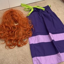Scooby Doo Daphne Teen Adult Costume Size Xs- Medium Adjustable With Wig