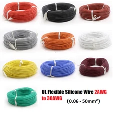 2AWG to 30AWG Flexible Silicone Wire Cable 0.06 - 50mm² - All Colours and Sizes
