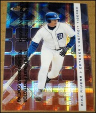 2002 Topps Finest X-Fractors Protectors Mike Rivera Card #96 Tigers 20 / 99