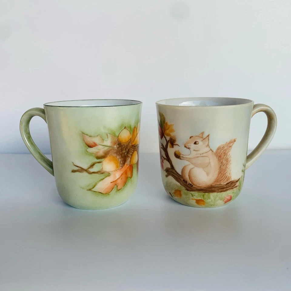 Tazas de porcelana vintage años 60 ardilla bellota Kurtis King Bone China Foto 2 de 4