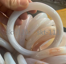 Certified huge 76-90mm Natural Chalcedony Agate Jade white round bar Bangle