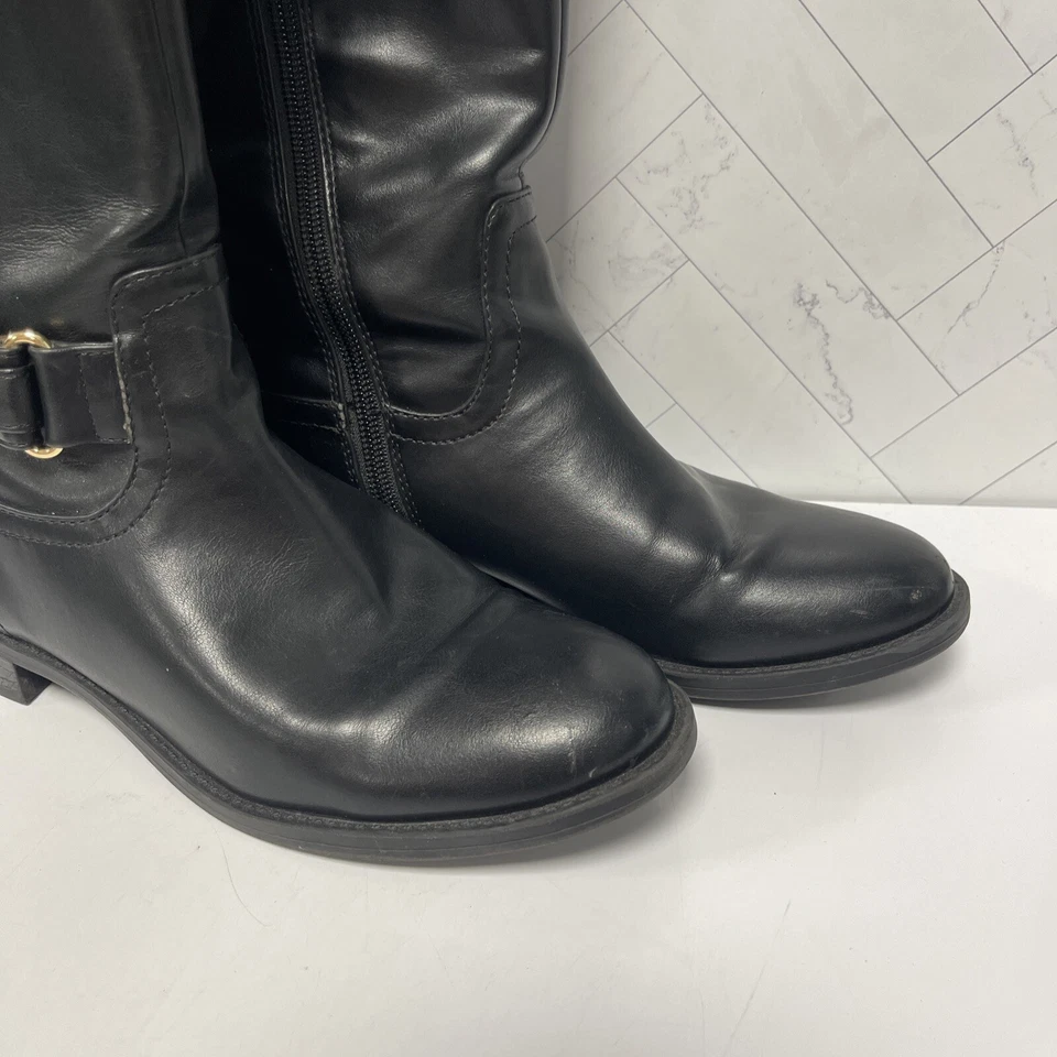 Botas de Equitação Tommy Hilfiger Twitina 3 Dois Tons Couro Sintético Alto Tamanho 7M - Imagem 2 de 4