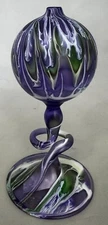Vtg Flame Glow Hand Blown Oil Lamp Penco Art Lightweight Purple Green 6" Taiwan
