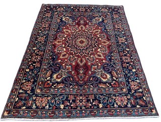 Genuine Hand Knotted Antique Tribal Isfahoun Wool Area Rug 5 x 4 Ft