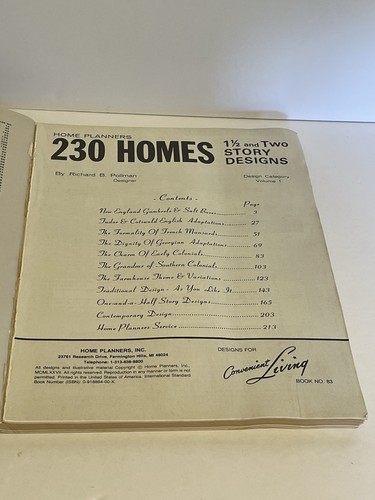 Home Planners 230 piani casa 1 1/2 e 2 piani disegni DANNEGGIATI 1977 - Foto 2 di 8