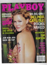 Playboy August 2001 Belinda Carlisle Tim Burton Jon Bon Jovi