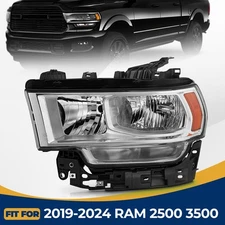 For 2019-2024 RAM 2500 3500 Halogen Chrome Headlight with Bulb Left Driver Side