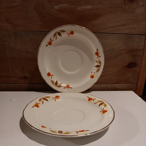 VTG SUPERIOR HALL Autumn Leaf Jewel Tea Home Makers Institute Coffee Cup Saucers