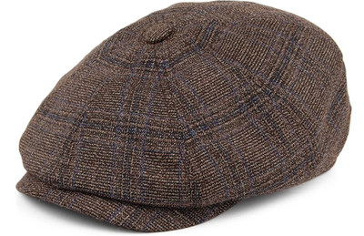 VTG BAILEY ZEFF tan on blue Newsboy Cap Hat Size M