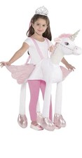 Child Standard Pink White Unicorn Step In Ride-On Plush Costume NEVER WORN