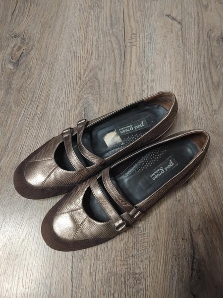 Women Paul Green Heels Gold Leather 39.5 #C4DV