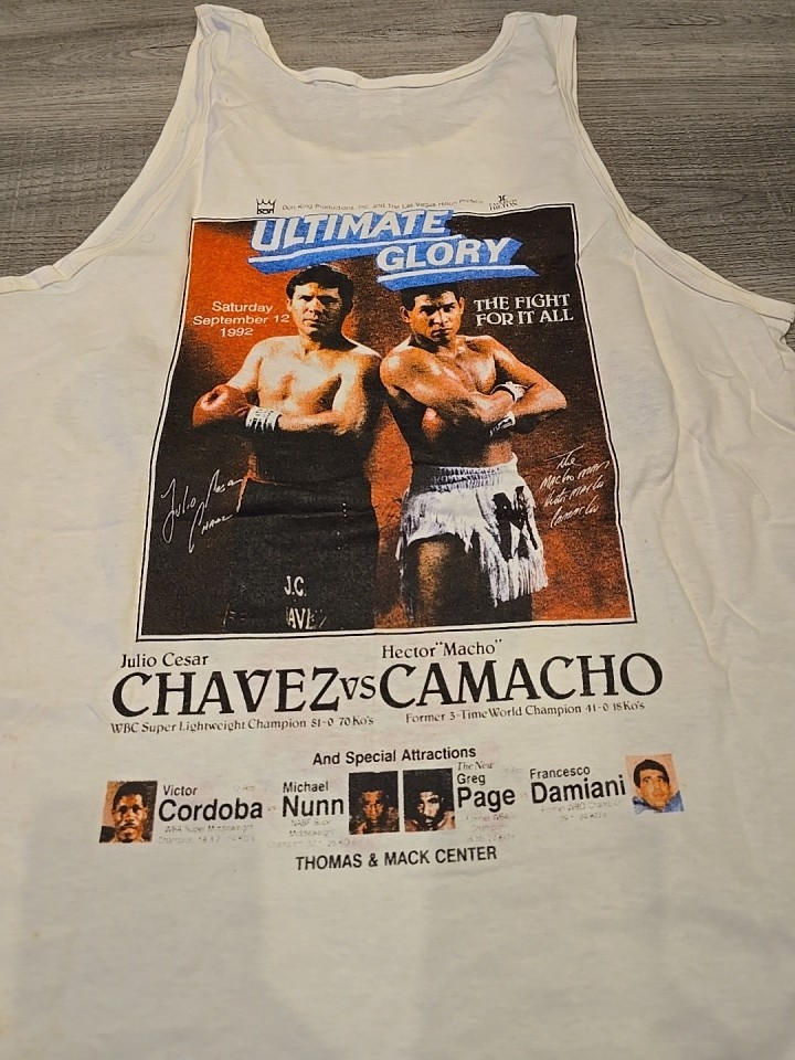 Camiseta sin mangas Deadstock Boxing Julio César Chávez Macho Camacho 1992 Las Vegas L