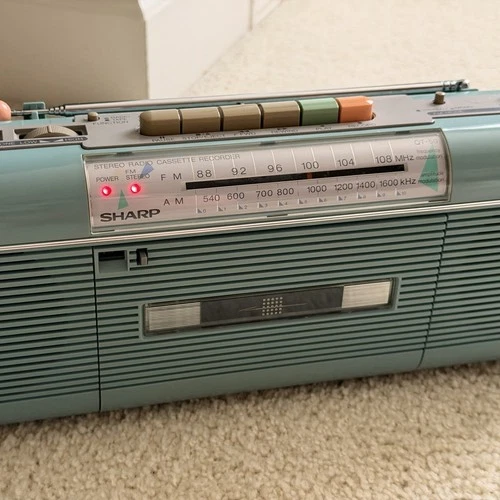 Sharp QT-50(BL) Stereo Radio Cassette Recorder Blue AM/FM Portable Boombox