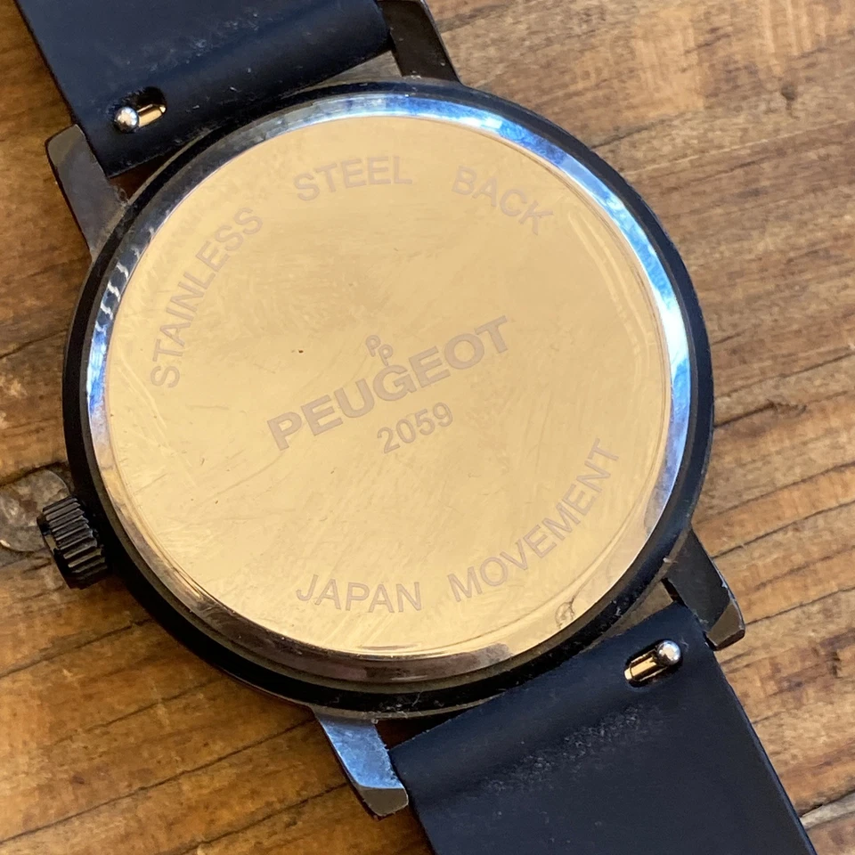 Мужские часы Peugeot 40 мм черный минималистский черный силиконовый ремешок - Изображение 4 из 4