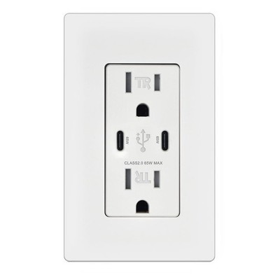 Micmi 65W 2-Port USB C Wall Outlet, PD 3.0 GaN Tamper-Resistant 15 Amp Electrica