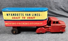 1950’s Vntg Wyandotte Van Lines Coast to Coast Trailer Truck Litho Pressed Steel
