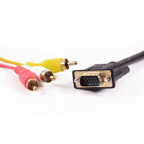 VGA TO 3 RCA Male Cable Component AV Adapter Converter PC Video Cable 5FT 1.5M - Picture 3 of 5